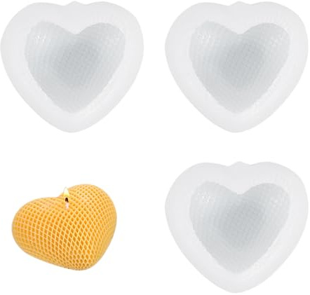 3 Stück Silikonform Herz, Kerzenform Herz Gießform, Silikonformen Herzen, Silikonform Herzen, Kerzenformen zum Gießen Silikon für Kerze Seifen Schokoladen Fondant Kuchen, DIY Duftkerze