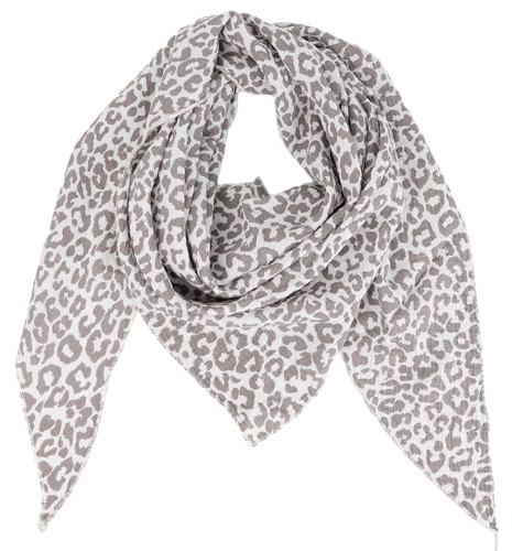 MIRROSI Damen Musselin Halstuch Made in Italy mit Leoprint oder Unifarben – Leichtes Dreieckstuch für Frühling & Sommer, Baumwolle, 200x80 cm
