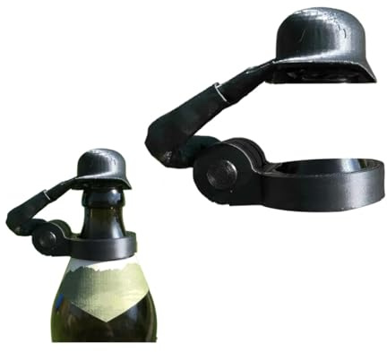 Casco per bottiglia di birra con saluto da soldato, casco per bottiglia di birra Soldier Salute, divertente e unico, tappo antibottiglia, tappo riutilizzabile per birra (nero2)