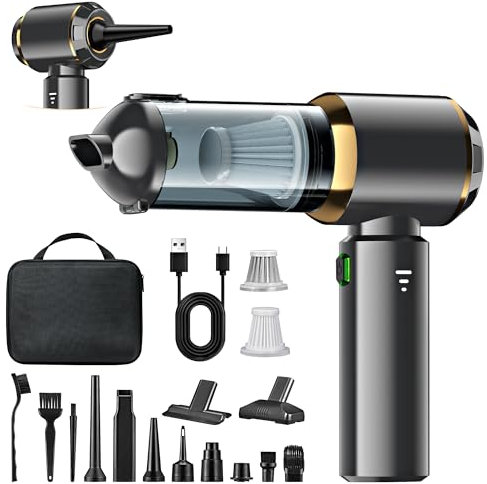 Antifnuo Handstaubsauger, Handstaubsauger Akku 4-in-1, 25000PA Autostaubsauger, 3-Gang Mini Staubsauger, 220000 U/min Auto Staubsauger Stark Bürstenloser Motor für Büro Genutzt, Haus, Küche