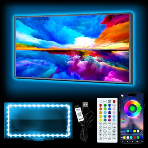 HEXJOSGL LED Licht für Fernseher, 4m LED Streifen Licht für 40-55 Zoll TV, RGB TV Hintergrundbeleuchtung, mit Musik Sync Bluetooth APP & Fernbedienung, 5V USB Streifen Licht für Heimkino