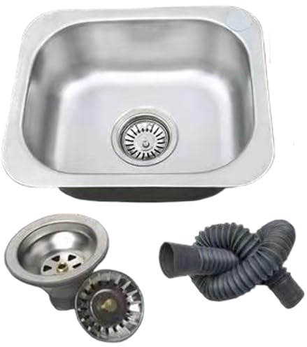 Veesper Évier de Cuisine en Acier Inoxydable en Inoxydable 16, 5 × 14, 2 × 5, 7 po avec draineur, débordement et Drainage pour la buanderie, la Cuisine, Le Bar et Le Camping-Car