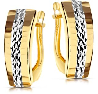 LAMUR Ohrringe gold, goldene ohrringe damen 585 gold, Goldohrringe für Damen, Damenschmuck aus Gelb- & Weißgold, Englischer Verschluss
