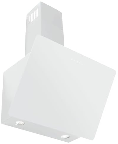 VLANO MELIA 60 Kopffreihaube, 680 m³/h, Schräg Dunstabzugshaube 60 cm, Sicherheitsglas, Touch-Bedienung, Fernbedienung LED-Beleuchtung, EEK: A, Wandhaube in schwarz oder weiß (weiß)