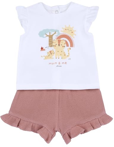 Chicco, Conjunto Bebé Niña con Camiseta y Pantalones Cortos, Ropa Niña, Designed in Italy
