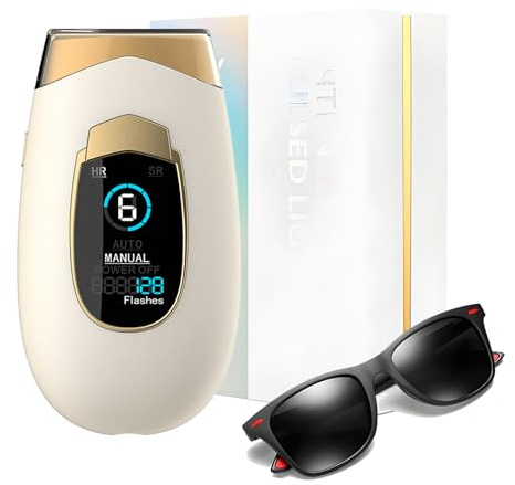 Depiladora IPL 3 en 1 para Mujer y Hombre, Suave para Eliminar Vello Facial, Axilas, Piernas y Zona Bikini, Completo con Gafas Protectoras (Blanco)