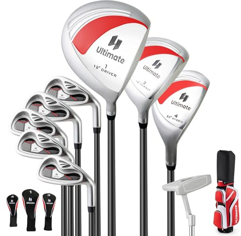 COSTWAY Komplett golfklubbset för damer, 15-delars golfset högerhänt med golfväska & regnskydd, golfklubbset med #1 Driver, #3 fairway trä, hybrid, järn & putter (grön)