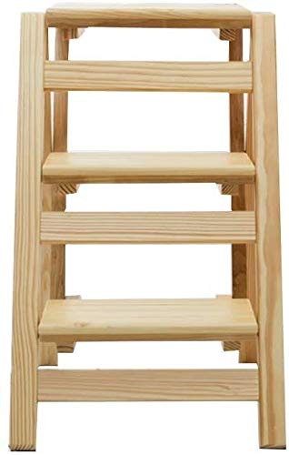 HanDpi Tabouret en Bois, escabeau, 3 marches, échelle Pliante en Bois, Chaise d'escalier, Outil de Jardin léger et Portable, échelle/3 marches