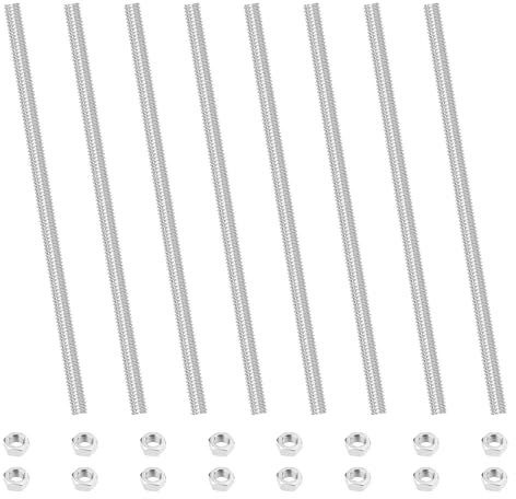 MISIQIMA 8 Pièces Tige Filetée M6, 100MM Tige Inox Filetée, Tiges Filetées Entièrement Fileté, avec 16 Écrous M6
