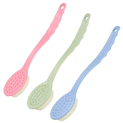 SHERCHPRY 3pezzi Spazzola per Schiena Doccia Manico lungo Spazzole per Pulizia Bagno Accessori Setole Doccia Spazzola per Pulizia della Schiena Colore Casuale