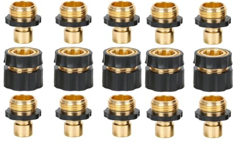 Agwuoetr Raccordi Ad Innesto Rapido per Tubi da Giardino con Arresto 'Acqua, Raccordi Ad Innesto Rapido per Tubi In Metallo, Set di Connettori Rapidi GHT da 3/4 Pollici Durevole e Facile da Usare