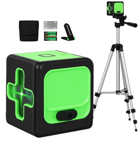 Traderight Green Laser Level with Tripod, Self-Levelling Cross Line Lazer Level Tool for Horizontal & Vertical Alignment, High-Visibility Green Beam, IP54 Waterproof Dustproof