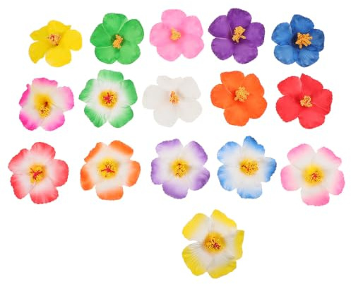 Milisten 17pièces Fleurs Hibiscus Artificielles pour Cheveux Fleurs Tropicales Fausses Décoration De Table Hawaïenne DIY Fête à Thème Anniversaire Mariage