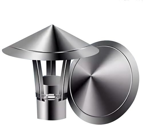 Comignolo per Tubi del Tetto, Copertura per Camino Antipioggia per Tetto, Cappuccio per Camino, Copertura per Caminetti in Acciaio Inox, Argento (Ø 80mm-300mm)(230mm/9.1in(304))