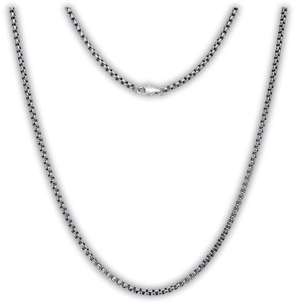 Lunara Atelier Titan Halskette, Box Kette 3 mm, 100% reines Titan, für empfindliche Haut, hypoallergen, schlicht und zeitlos (24'' ~ 61 cm)