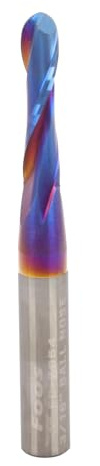 FOOS Nano - Ball Nose Spiral Router Bit Set - Solid Carbide - 1/4” Shanks - Veteran Owned (3/16 Cutting Diameter)