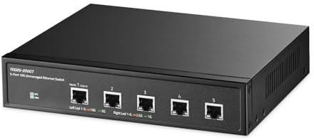 Commutateur non géré 5 ports 10 Gigabit, Ethernet RJ45 5 x 10G, prend en charge 1G/2.5G/5G/10G, bande passante 160 Gbit/s, commutateur réseau Binardat de bureau en métal, pour jeux, NAS, petites