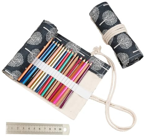Estuche Enrollable,72 Agujeros Estuche para Lápices de Lona,Roll Up Pencil Case,Organizador De Lápiz Enrollable,Bolsa De Almacenamiento,para Estudiantes,Artistas,Escuelas y Oficina
