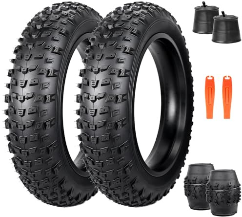 WEEROCK 2-pack elcykel fett däck 20/26 x 4,0 tung last e-cykel punkteringssäkra, vikbar, snöcykel för snöcykel/MTB terrängterräng (20 x 4,0 (2 däck + 2 slangar))
