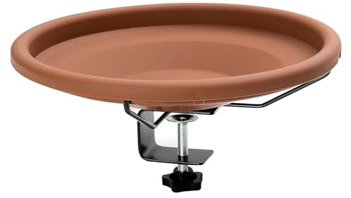 Mangeoire à oiseaux à montage sur le pont – Bol d'eau de balcon de 30,5 cm, plat de bain à clipser sur la balustrade, bassin extérieur robuste, station d'oiseaux portable et amovible | Jardin, maison