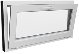 Fenêtre 600x600 mm | Fenêtre de cave avec double vitrage et renforcement en acier | Fenêtre en plastique avec fonction basculante pour une bonne aération | Fenêtre à bascule pour garage, cave, abri de