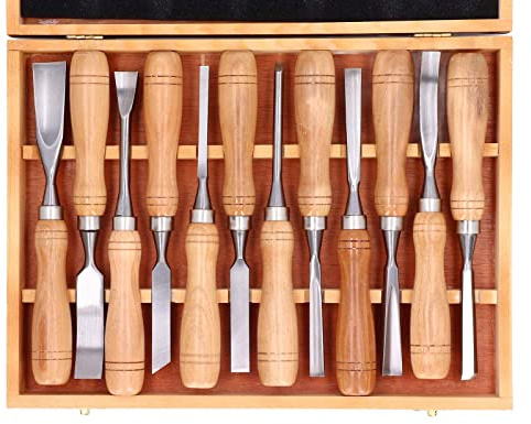 Solinder Juego de Cuchillos para Tallar Madera con 12 Cinceles con de Madera con Hoja CRV para Manualidades, Adecuado para Tallar Madera, Tallar bambú, Tallar Pequeñas Manualidades