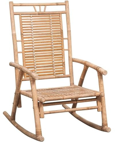 Eleganz Sedia a dondolo in bambù con cuscino – Mobili da giardino per terrazza e giardino, durevole e resistente alle intemperie, confortevole esperienza altalena