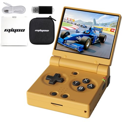Miyoo Mini Flip Handheld Game Console 2.8-inch 750*560 IPS Screen 2500mAh Miyoo-mini Flip Clamshell Retro Games Consoles OnionOS-64GB Yellow