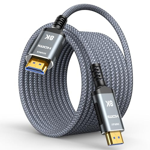Highwings 8K Glasfaser HDMI Kabel 25Meter, HDMI 2.1 Kabel 48Gbps Highspeed | (Unidirektional, SOURCE/DISPLAY) 8K@60Hz 4K@120Hz 7680P HDR10 eARC DTS:X 3D HDCP 2.2&2.3, Kompatibel mit PS5/4 HDTV Blu-ray
