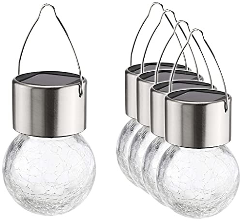 Haushalt International Solar-Hängelampe mit Crackle Glass 5er Set