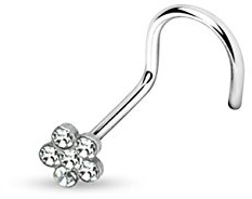 beyoutifulthings Nasen-Piercing KRISTALL Blume Nasen-Ring Nasen-Stecker Spirale Chirurgenstahl Silber Multicolor Stab 1/8mm Stein 4mm