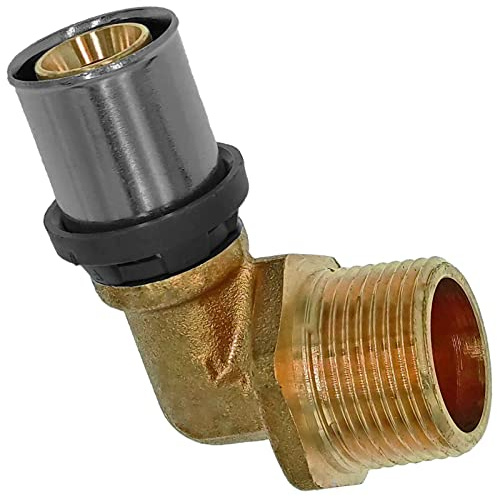 MegaHaustechnik Übergang Winkel 90 Grad mit 1 Zoll Außengewinde AG Pressfitting aus Messing für Mehrschichtverbundrohr 26x3 mm Außendurchmesser x Wandstärke Trinkwasser geeignet TH U Profil Kontur