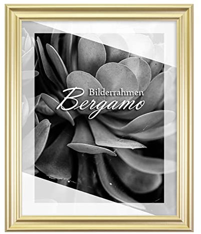 BIRAPA Bergamo Bilderrahmen Gold Schlicht- Optik - Bilder Rahmen 70x80cm - Fotorahmen Glas antireflex Plexiglasscheibe - Wanddeko Fotowand Fotogeschenke