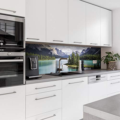 Dedeco köksbakvägg motiv: Berg V1, 3 mm akrylglas som stänkskydd för köksväggen, väggskydd, dekorativ vägg vattentät, 3D-effekt, alla underlag, 240 x 60 cm