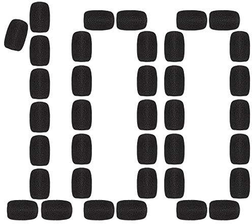 Frienda 100 Pieces Headset Mic Foam Cover Sponge Mini Microphone Windscreen Black Mic Shield Protection for Small Lapel and Headset Microphones