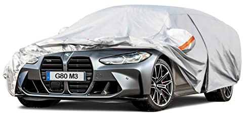 Kayme Autoabdeckung Wasserdicht Atmungsaktiv Passend für BMW M3 G80(2020-2024), Vollgarage Autoplane für Regen Sonne Staub Schutz, Auto Abdeckplane Faltgarage Abdeckung(3-7 Tage liefern)
