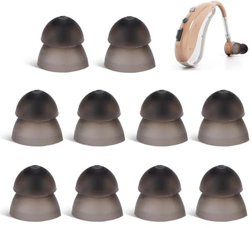 10 Stück Hörgeräte-Kuppeln, weiche Silikon-Hörgeräte-Ohrstöpsel, doppelschichtig, geschlossener Typ, waschbar, antistatisch, Ohrstöpsel, Hörgeräte-Knospen, Hörgeräte-Zubehör für Senioren