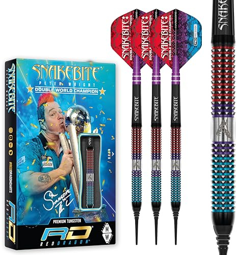 RED DRAGON Peter Snakebite Wright Spirit Edition Premium Tungsten Darts Set mit Flights und Stems