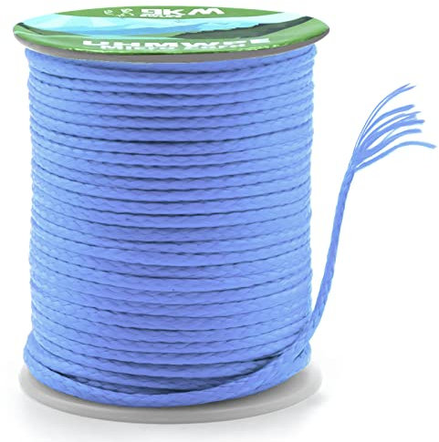 9KM DWLIFE 100% UHMWPE Braided Cord, 1.6mm Blue 100ft 750lb Hollow Rope for Hammock, Kite, Fishing, Climbing, Camping