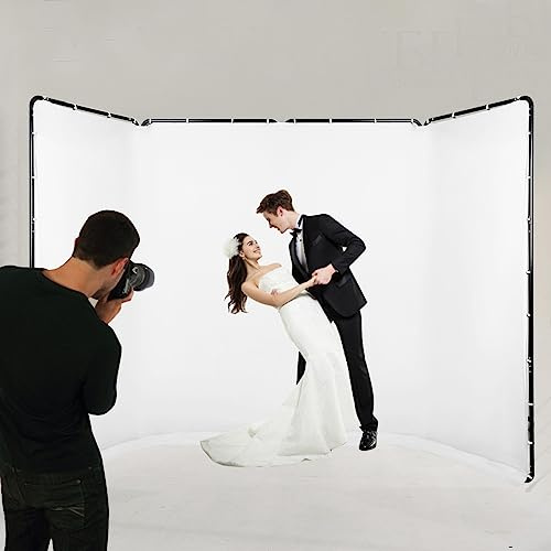 GSKAIWEN Fond d’Ecran Blanc de 7,87 x 13,12 Pieds avec Support, Grande Toile de Photographie Portable Infroissable Pliable pour Tournage Vidéo en Studio, Photographie de Portrait Gros Plan de Produit