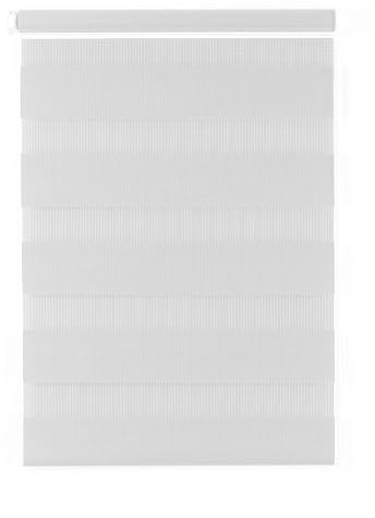 Apex Furnishings Zebra Day and Night Blinds Dual Layer Fabric Opaque & Translucent Easy Fit Zebra Blind for Windows and Door White Roller Blinds (64cm X 165cm)