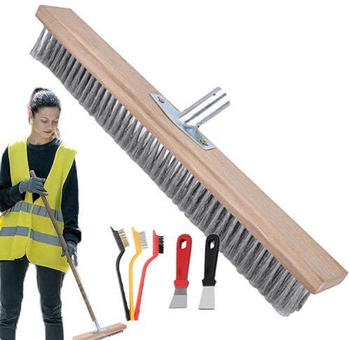 Nettoyeur de balai – Balai à main d'extérieur durable | Balai en acier durable avec douille, balai de nettoyage durable pour chemin de jardin, béton