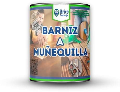 BRICOSALVAJE Barniz a Muñequilla para Madera, Goma Laca, Acabado Brillante, Protección, 100% Ecológico (Incoloro, 750 ML)