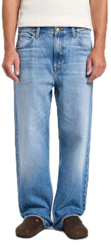 Lee Asher - Vaqueros para Hombre, Corte Recto Holgado, Pierna Recta, Azul Noche, 33W x 32L