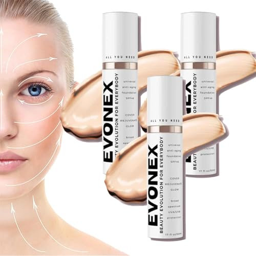 Evonex Age Defying Makeup, Evonex Age Defy Foundation, getönte Anti-Aging-Feuchtigkeitscreme, Foundation-Serum für Frauen, universelle Tönung, getönter Sonnenschutz für das Gesicht mit leichter (3Pcs)