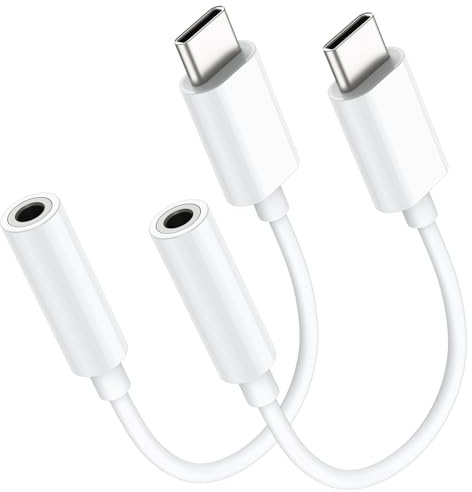 USB C to 3.5mm Audio Headphone Adapter, Type C to Headphone Jack Adapter, Aux Audio Dongle Cable Cord Compatible with iPhone 17 Pro Max/16/15,Samsung Galaxy S25 Ultra/S24/S23,Pixel,iPad Pro, 2 Pack