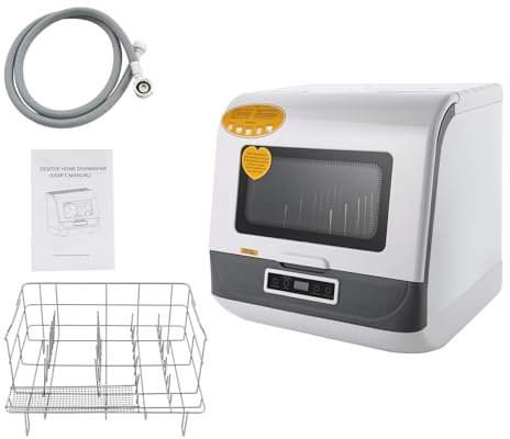 Tischgeschirrspüler, Mini Spülmaschine mit 3 Waschmodi 800W 220V Tragbarer Freistehender Geschirrspüler - 12-20 Geschirrteile Geschirrspülkapazität für Wohnungen und Wohnmobile (Weiß)