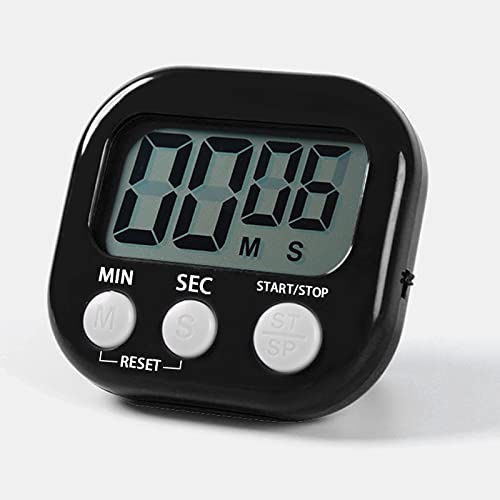 Digitaler Küchentimer Magnetisch Stoppuhr Timer mit Uhr, Timer für Backen, Küche, Studium, Trainingstraining, Count-Up- und Countdown-Uhr (Schwarz-weiß)