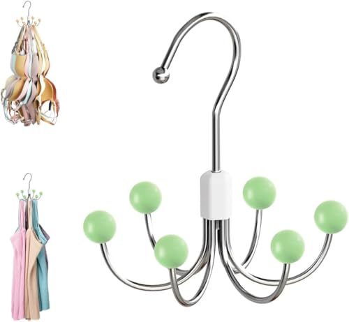 Multipurpose Space Saving Hangers for Closet, 360°Swivel Closet Hangers, Purse Organizer, Hat Holder, Belt Organizer, Tie Rack, Bra Hanger, Handbag Organizer, Scarf Hanger for Closet (Green)