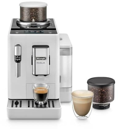 De'Longhi Rivelia FEB4435 - Cafetera automática con vapor para espuma, contenedores intercambiables, 8 bebidas con un botón, función de disparo
